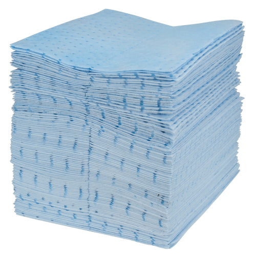 Feuilles absorbantes bleues liées, Huile seulement, 15" x 17", 30 gal. d'absorption - SEJ190