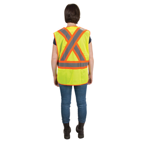 Veste d'arpenteur haute visibilité conforme à la CSA en polyester jaune lime