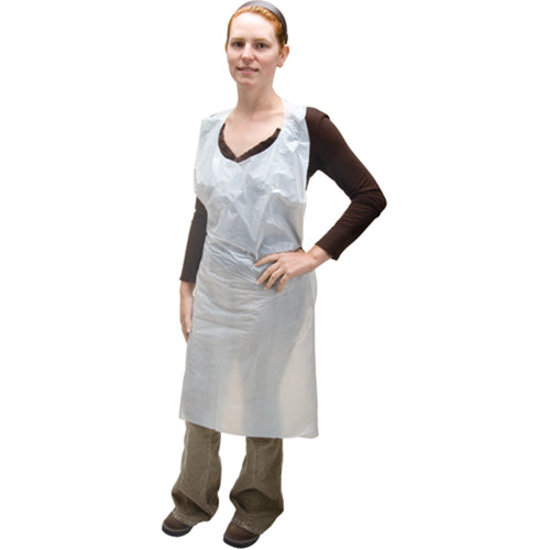 Polyethylene Aprons, Polyethylene, White, 35" W x 46" L - SEK351