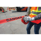 Ruban pour barricade «Danger», Bilingue, 3" la x 1000' lo, 2,5 mils, Noir/rouge - SEK405