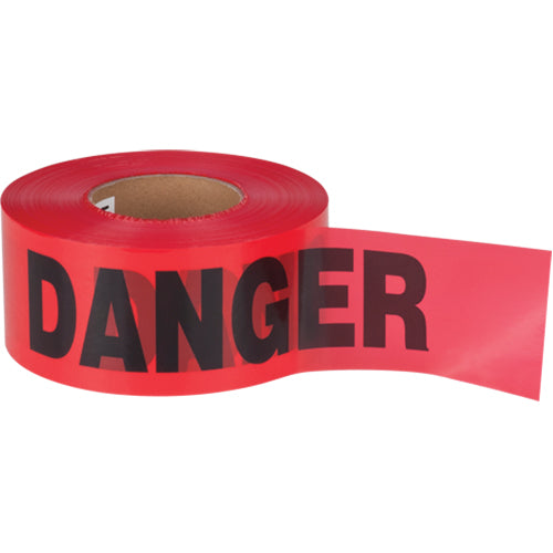 Danger Barricade Tape, Bilingual, 3" W x 1000' L, 2.5 mils, Black/Red - SEK405