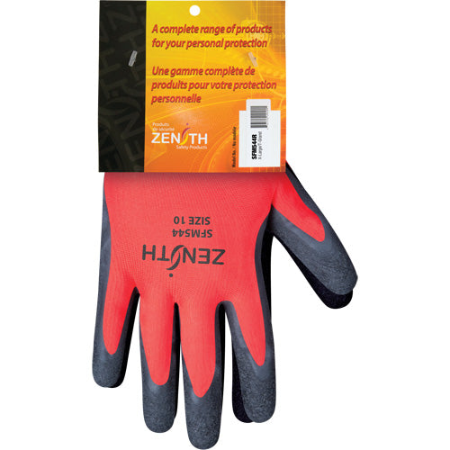 Gants enduits de latex de caoutchouc naturel, 10, Rêvetement Latex de caoutchouc, Calibre 13, Enveloppe en Polyester - SFM544R