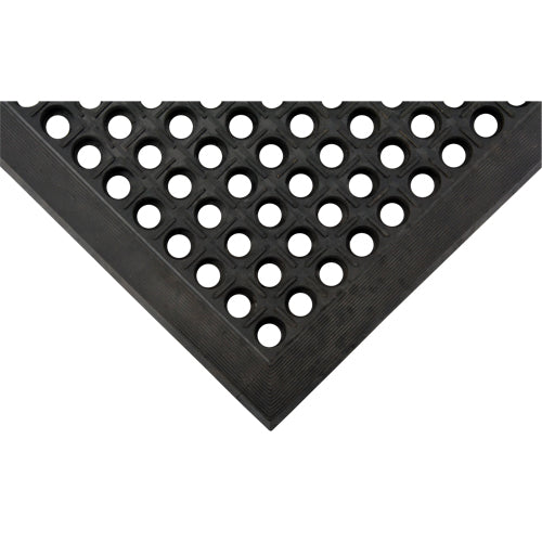 Anti-Fatigue Mat, Slotted, 3' x 5' x 7/8", Black, Natural Rubber - SFQ525