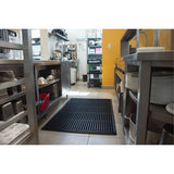 Anti-Fatigue Mat, Slotted, 3' x 5' x 7/8", Black, Natural Rubber - SFQ525