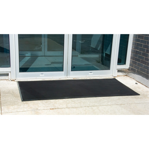 Tapis d'entrée extérieure, Caoutchouc, Grattoir Type, Motif Texturé, 3' x 5', Noir - SFQ530