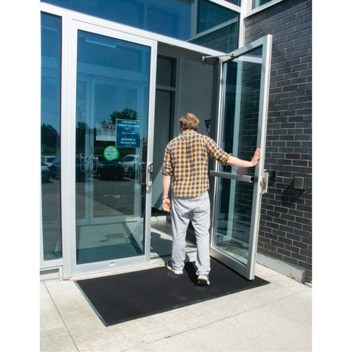 Tapis d'entrée extérieure, Caoutchouc, Grattoir Type, Motif Texturé, 3' x 5', Noir - SFQ530