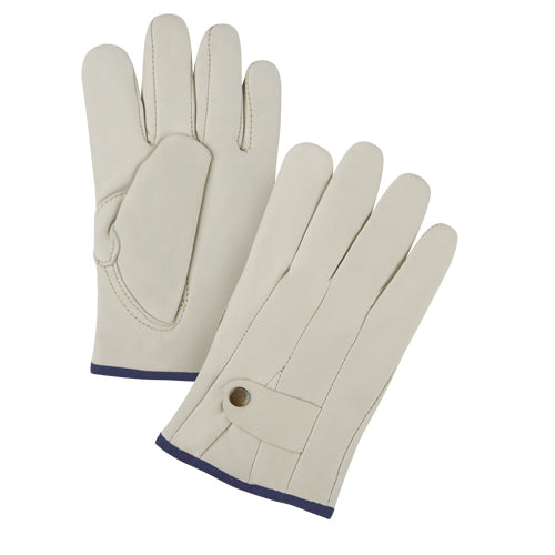 Premium winter lined roper gloves, Cowhide grain leather palm, Fleece lining