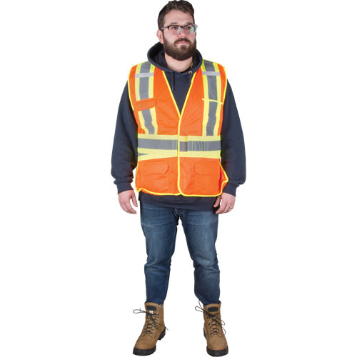 Flame Resistant Surveyor's Jacket, High Visibility Orange, Medium, Polyester - SGF136