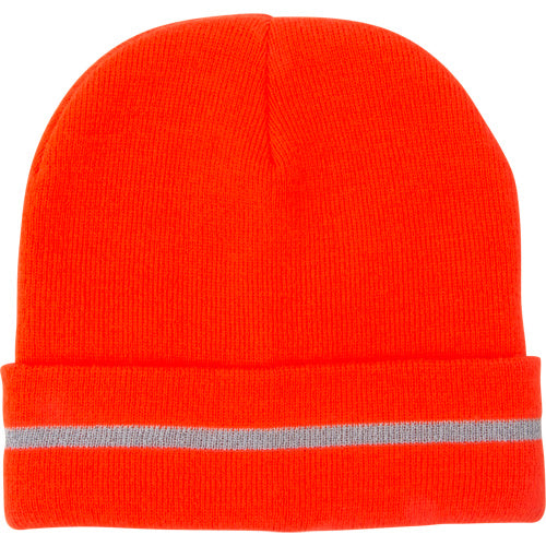 Bonnet en tricot haute visibilité avec bande réfléchissante, Orange haute visibilité, Acrylique - SGI135