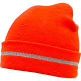 Bonnet en tricot haute visibilité avec bande réfléchissante, Orange haute visibilité, Acrylique - SGI135