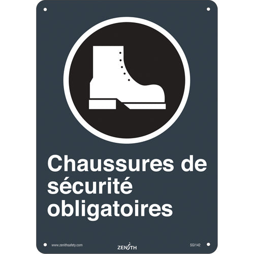 Enseigne de sécurité conforme à la CSA - Chaussures de sécurité, 14" x 10", Plastique, Français avec pictogramme - SGI142