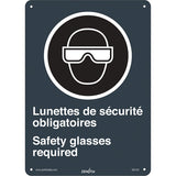 Bilingual “Safety Glasses Required” sign