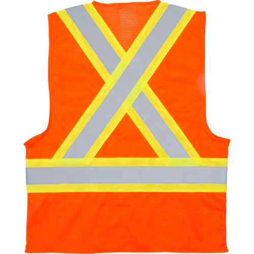 High visibility orange polyester traffic safety vest, several sizes available