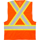 High visibility orange polyester traffic safety vest, several sizes available