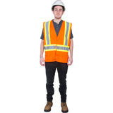 High visibility orange polyester traffic safety vest, several sizes available