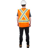 High visibility orange polyester traffic safety vest, several sizes available
