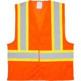 High visibility orange polyester traffic safety vest, several sizes available