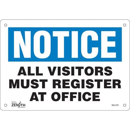 Enseigne «All Visitors Must Register» - Plaque de sécurité et signalisation réglementaire