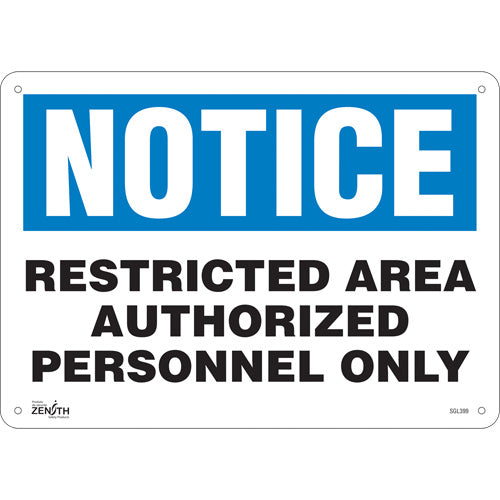 Enseigne «Authorized Personnel Only», 10" x 14", Plastique, Anglais - SGL399