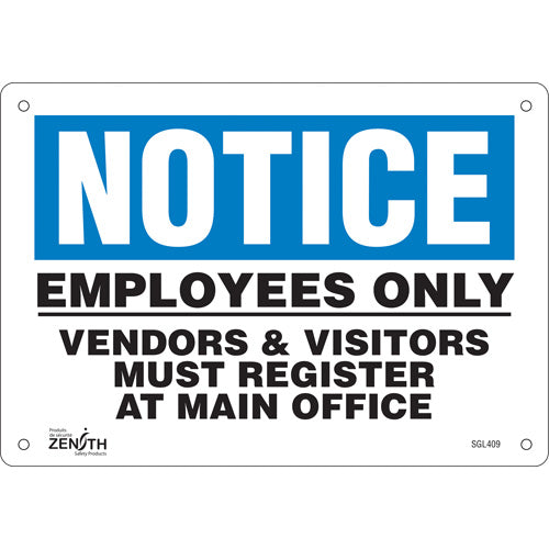 Enseigne «Employees Only», 7" x 10", Aluminium, Anglais - SGL409