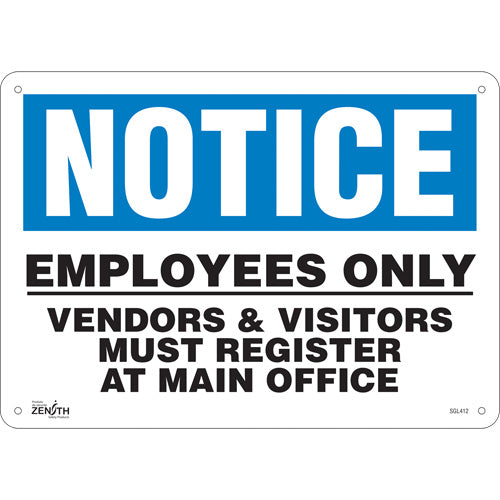 “Employees Only” sign, signage in English for private premises and access