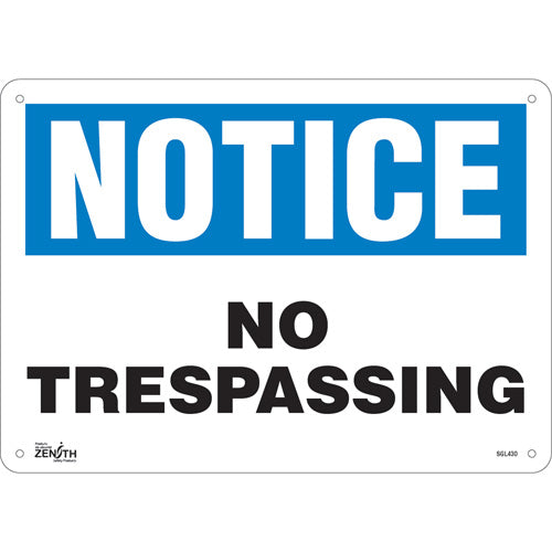Enseigne «No Trespassing» en anglais — panneau d'avertissement pour propriété privée