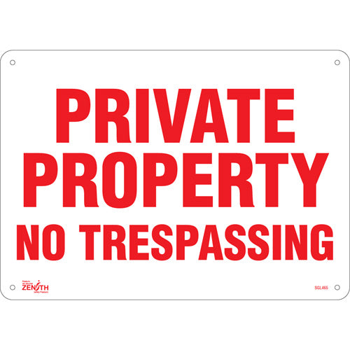 Enseigne «Private Property», 10" x 14", Plastique, Anglais - SGL465