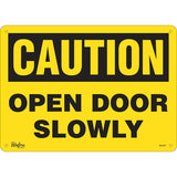 Enseigne «Open Door Slowly» — panneau signalétique en anglais pour portes et entrées