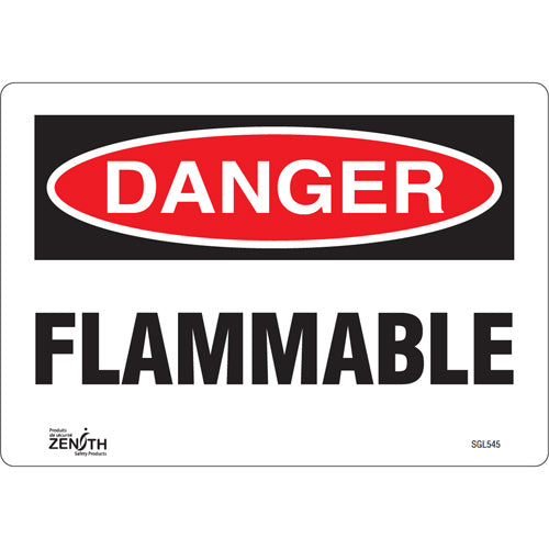Enseigne «Flammable» — panneau de sécurité en anglais pour zones inflammables