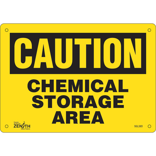 Enseigne «Chemical Storage Area», 7" x 10", Aluminium, Anglais - SGL583