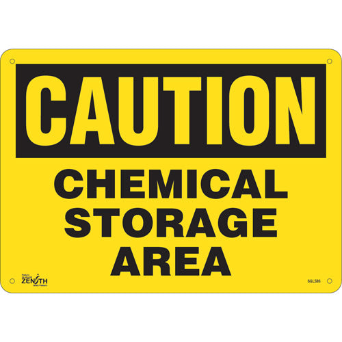 Enseigne «Chemical Storage Area» — panneau de signalisation de sécurité de stockage, Anglais