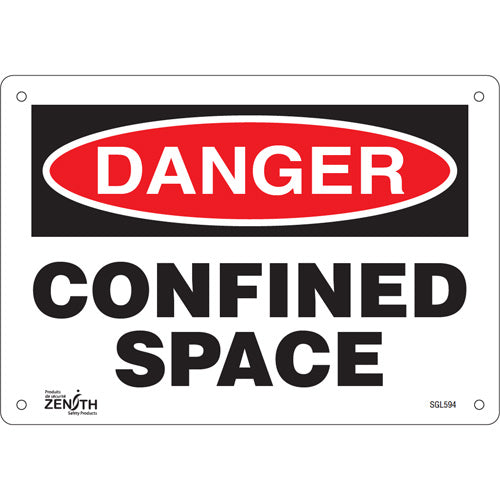 Enseigne «Confined Space», 7" x 10", Plastique, Anglais - SGL594