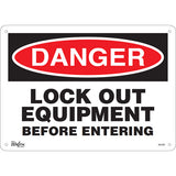 "Lock Out Equipment Before Entering" Sign - English Safety Sign