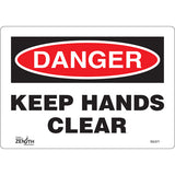 Enseigne «Keep Hands Clear», panneau de sécurité en anglais pour zone industrielle
