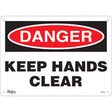 Enseigne «Keep Hands Clear», panneau de sécurité en anglais pour zone industrielle