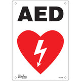 Enseigne «AED» en anglais avec pictogramme pour signalisation de défibrillateur