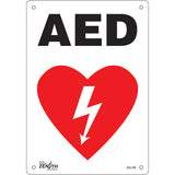 Enseigne «AED» en anglais avec pictogramme pour signalisation de défibrillateur