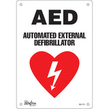 Enseigne «AED Automated External Defibrillator», Anglais avec pictogramme défibrillateur