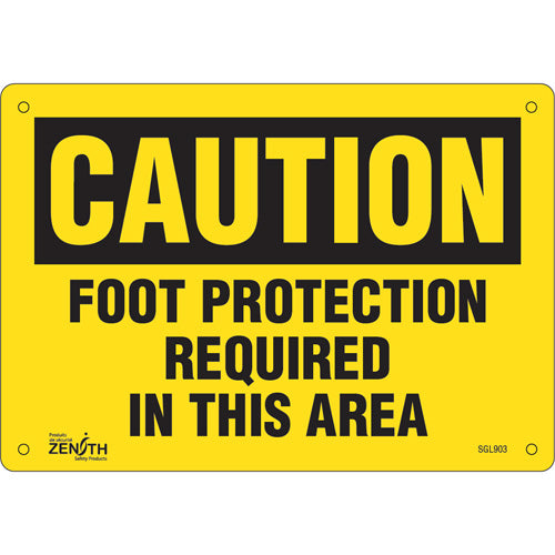 Enseigne «Foot Protection Required» de sécurité pour chantiers et zones industrielles
