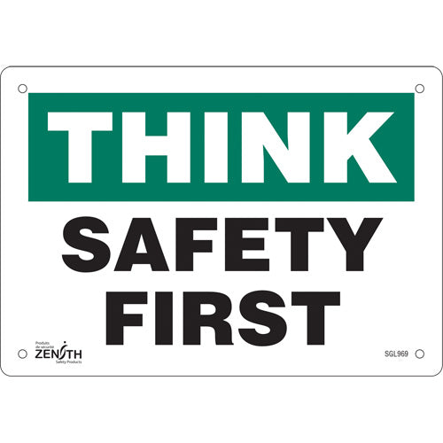 Enseigne «Safety First» en anglais pour signalisation de sécurité - intérieur/extérieur
