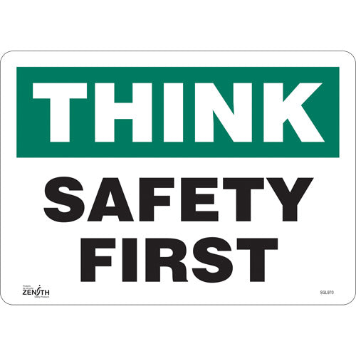 Enseigne «Safety First» en anglais pour signalisation de sécurité - intérieur/extérieur