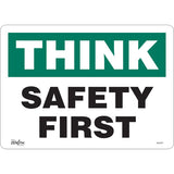 Enseigne «Safety First» en anglais pour signalisation de sécurité - intérieur/extérieur