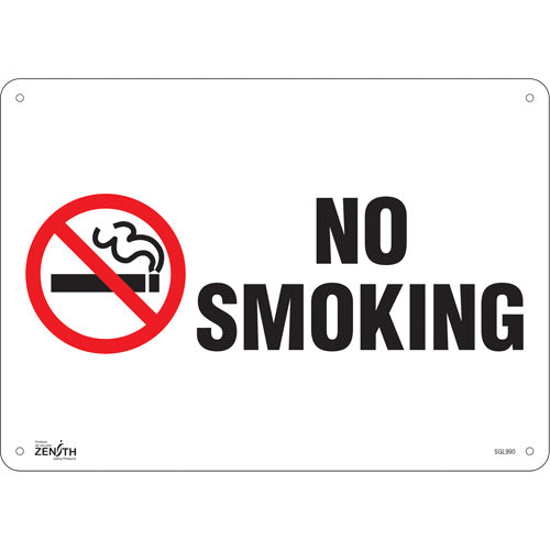 "No Smoking" sign in English with pictogram — No smoking signage