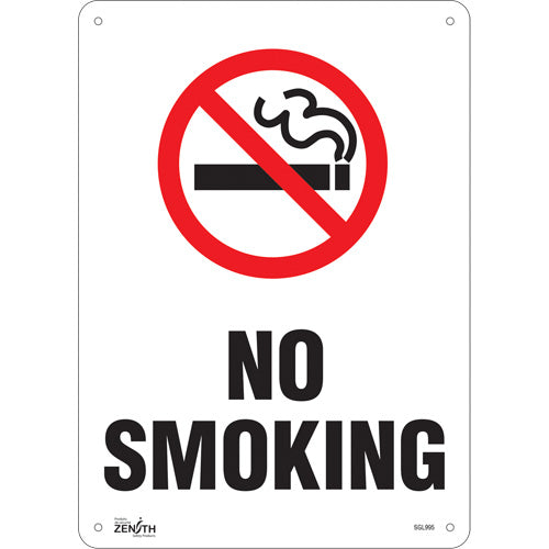 Enseigne «No Smoking», 14" x 10", Plastique, Anglais avec pictogramme - SGL995
