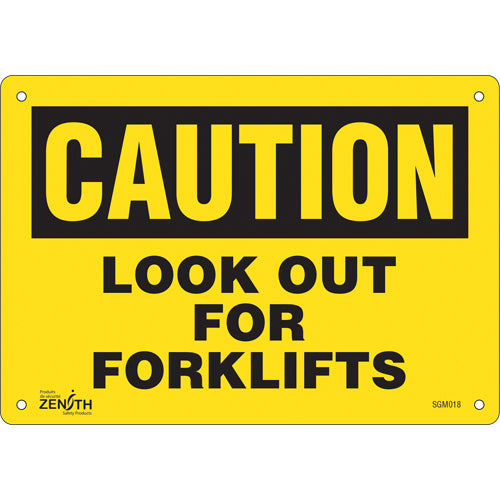 Enseigne «Look Out For Forklifts», 7" x 10", Aluminium, Anglais - SGM018