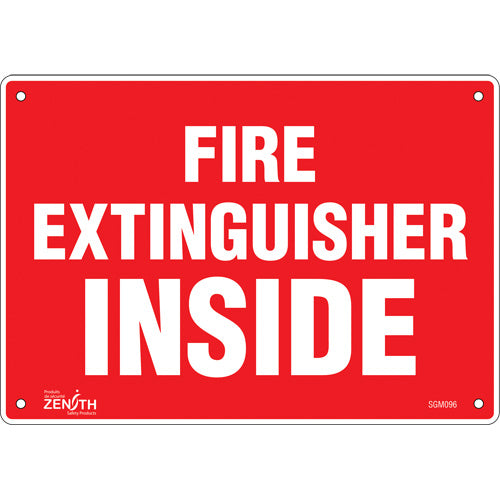 Enseigne «Fire Extinguisher Inside», 7" x 10", Aluminium, Anglais - SGM096