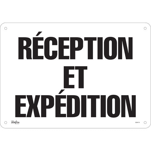 Enseigne «Réception et Expédition», 14" x 20", Aluminium, Français - SGM178