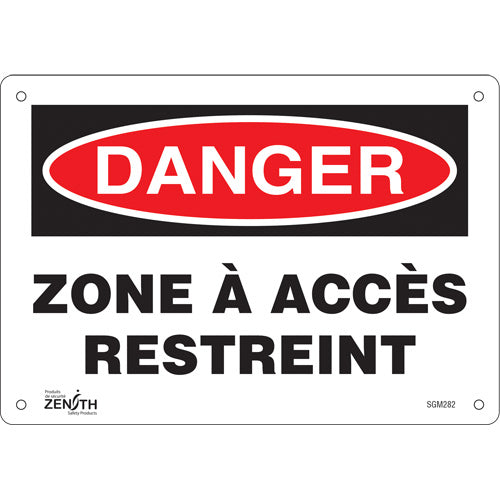 Enseigne «Zone à Accès Restreint» en Français pour sécurité et contrôle d'accès