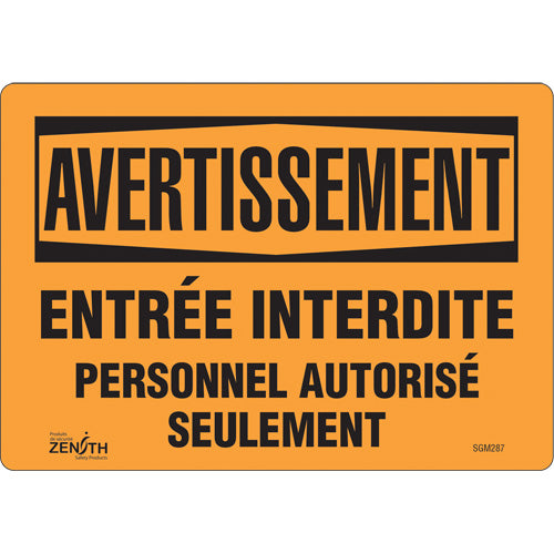 Enseigne «Personnel Autorisé Seulement», Français, panneau de sécurité