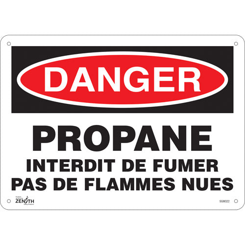 Enseigne «Propane - Interdit De Fumer», 10" x 14", Aluminium, Français - SGM322